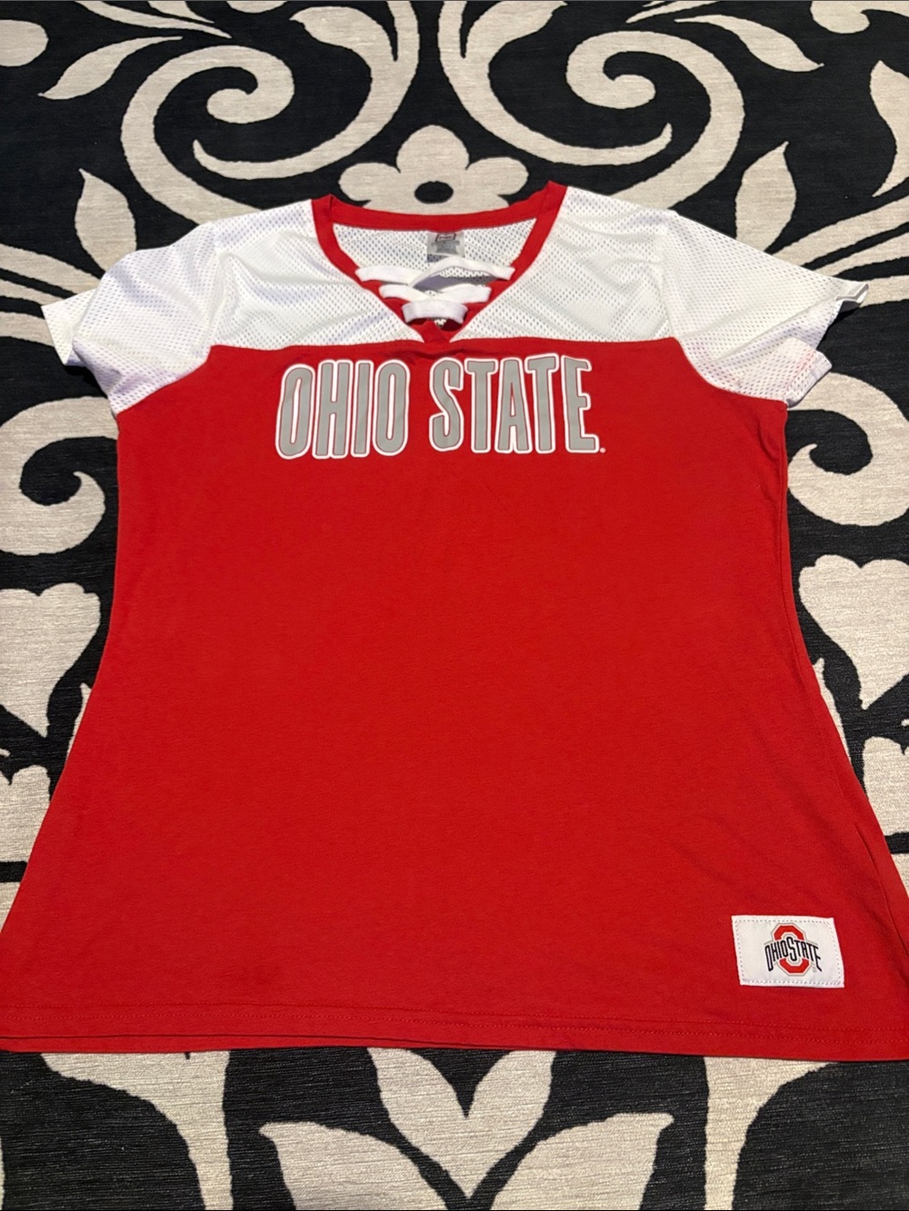 Pro Edge Red and White Ohio State V-Neck Fan Tee